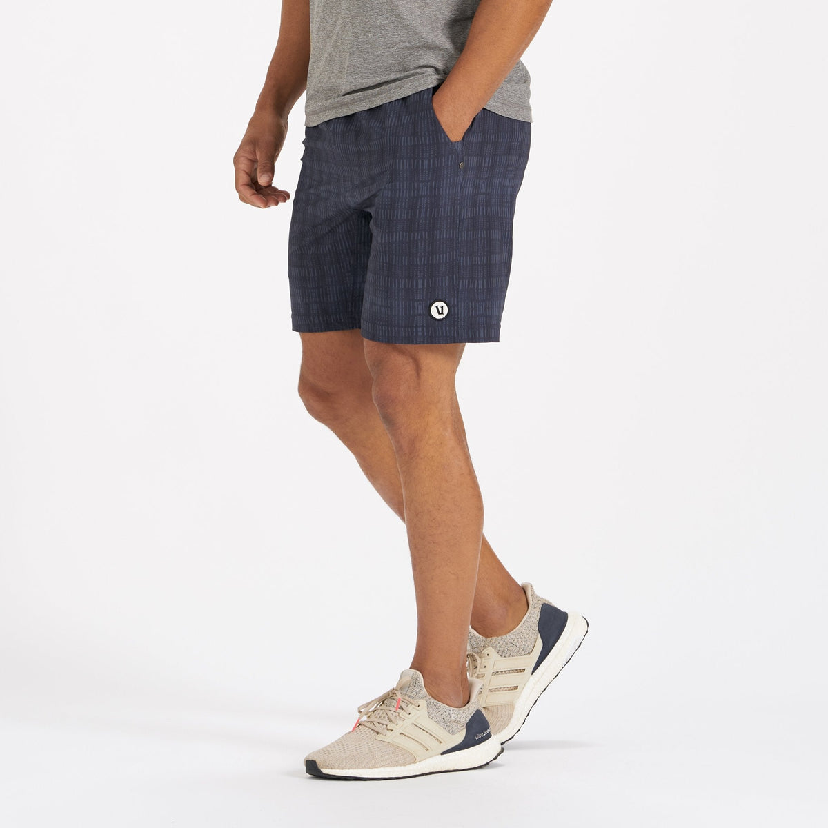 Kore Short Lined 7 | Ink Shibori Grid