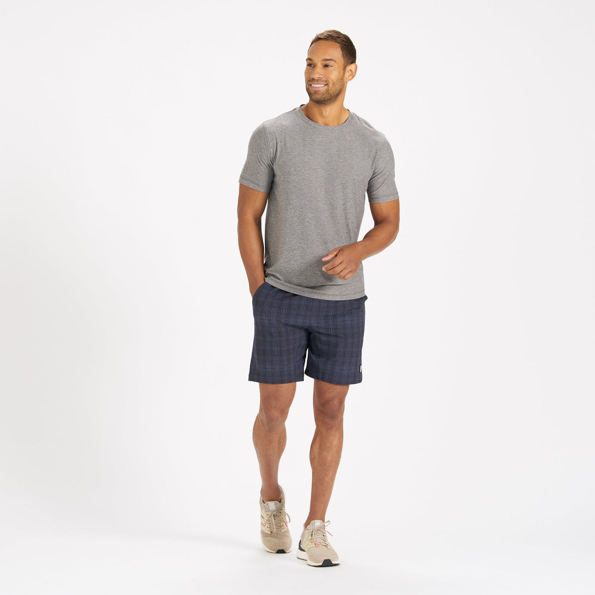 Kore Short Lined 7 | Ink Shibori Grid