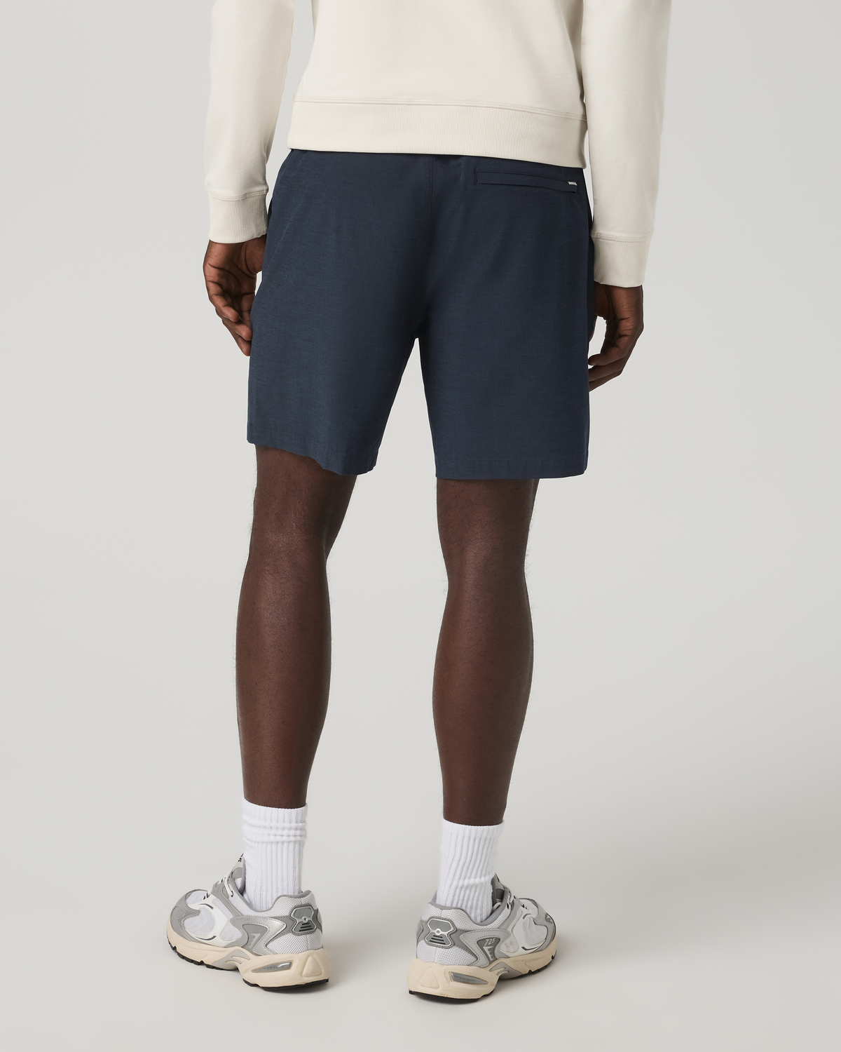 Aim Elastic Waist Short 7 | Navy Linen Texture