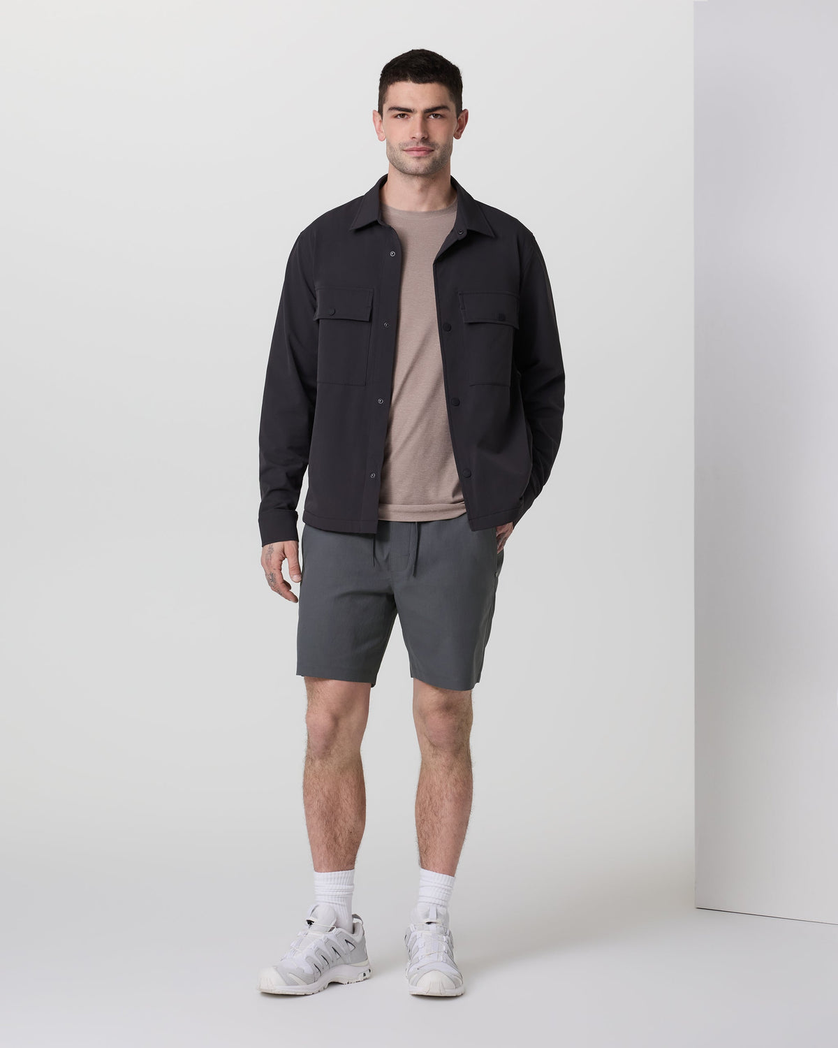Cascade Crinkle Elastic Waist Short 8 | Charcoal