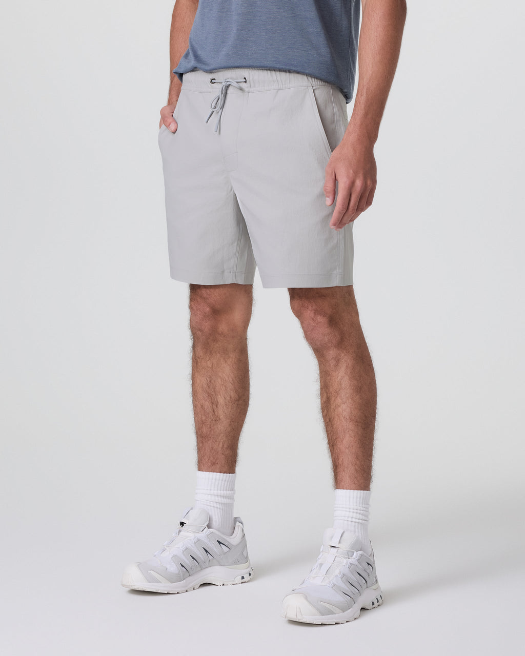 Cascade Crinkle Elastic Waist Short 8 | Fog