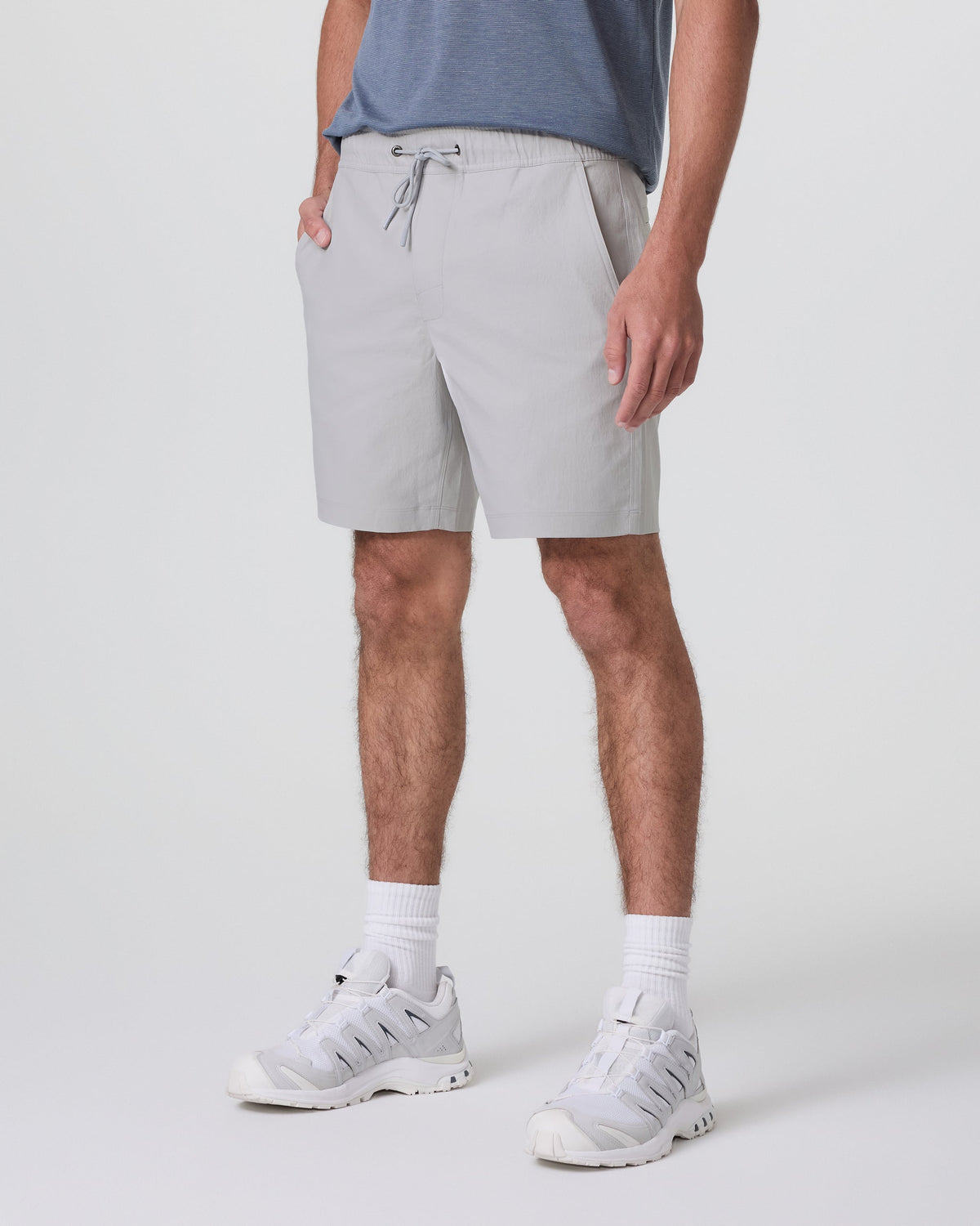 Cascade Crinkle Elastic Waist Short 8 | Fog