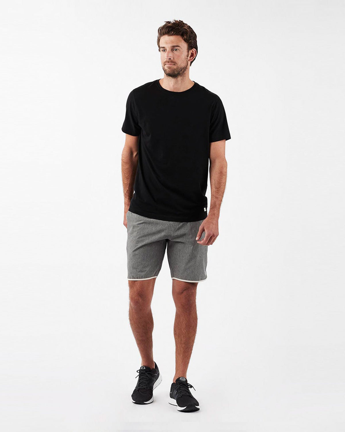 Banks Short Unlined 7 | Grey Linen Texture