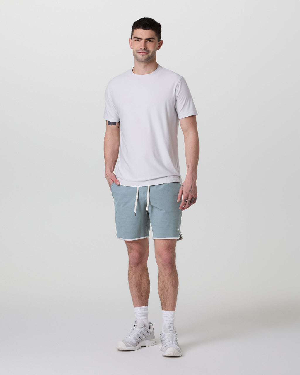 Banks Short Unlined 7 | Dusty Blue Slub Stripe