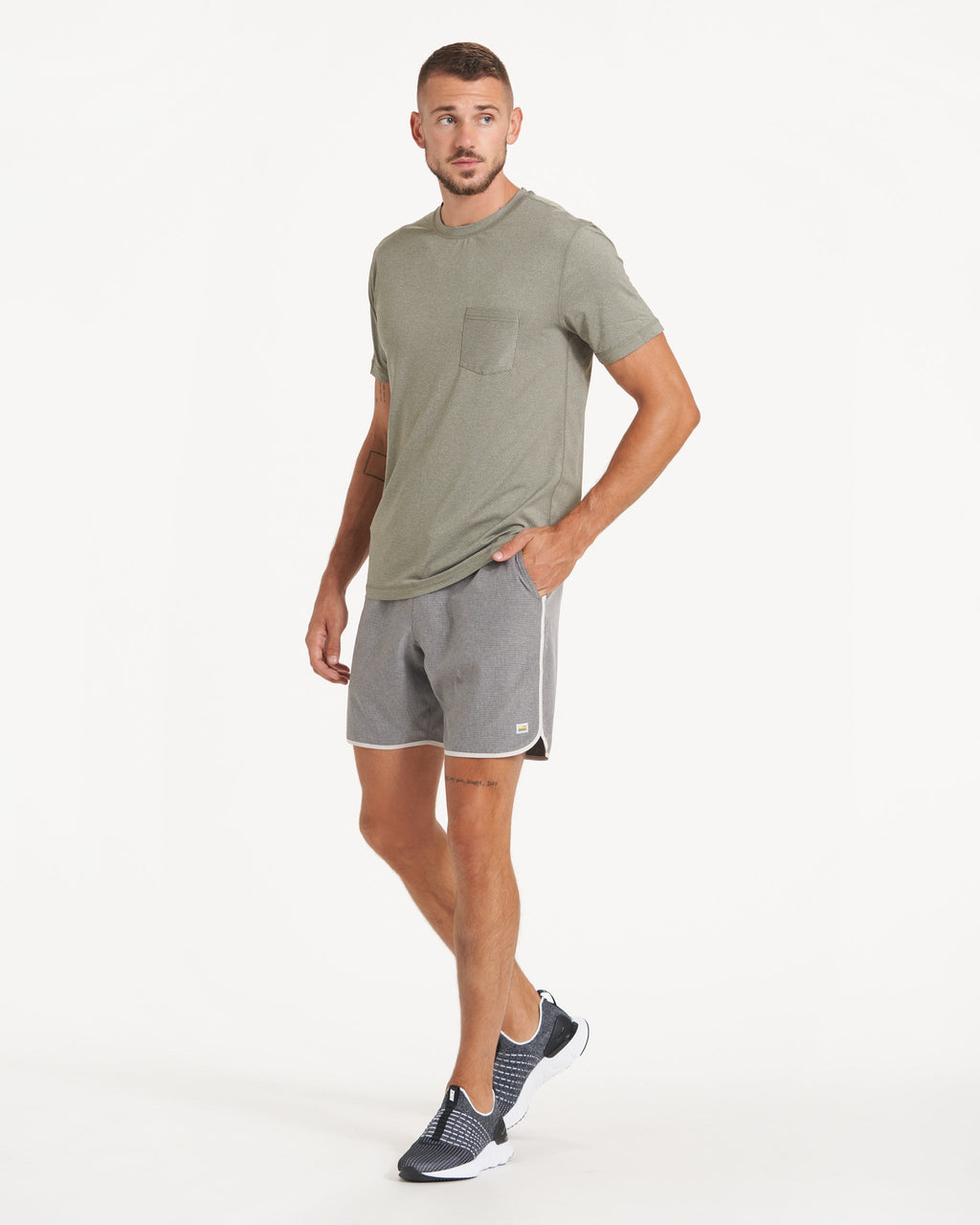 Banks Short Unlined 7 | Grey Engineered Stripe
