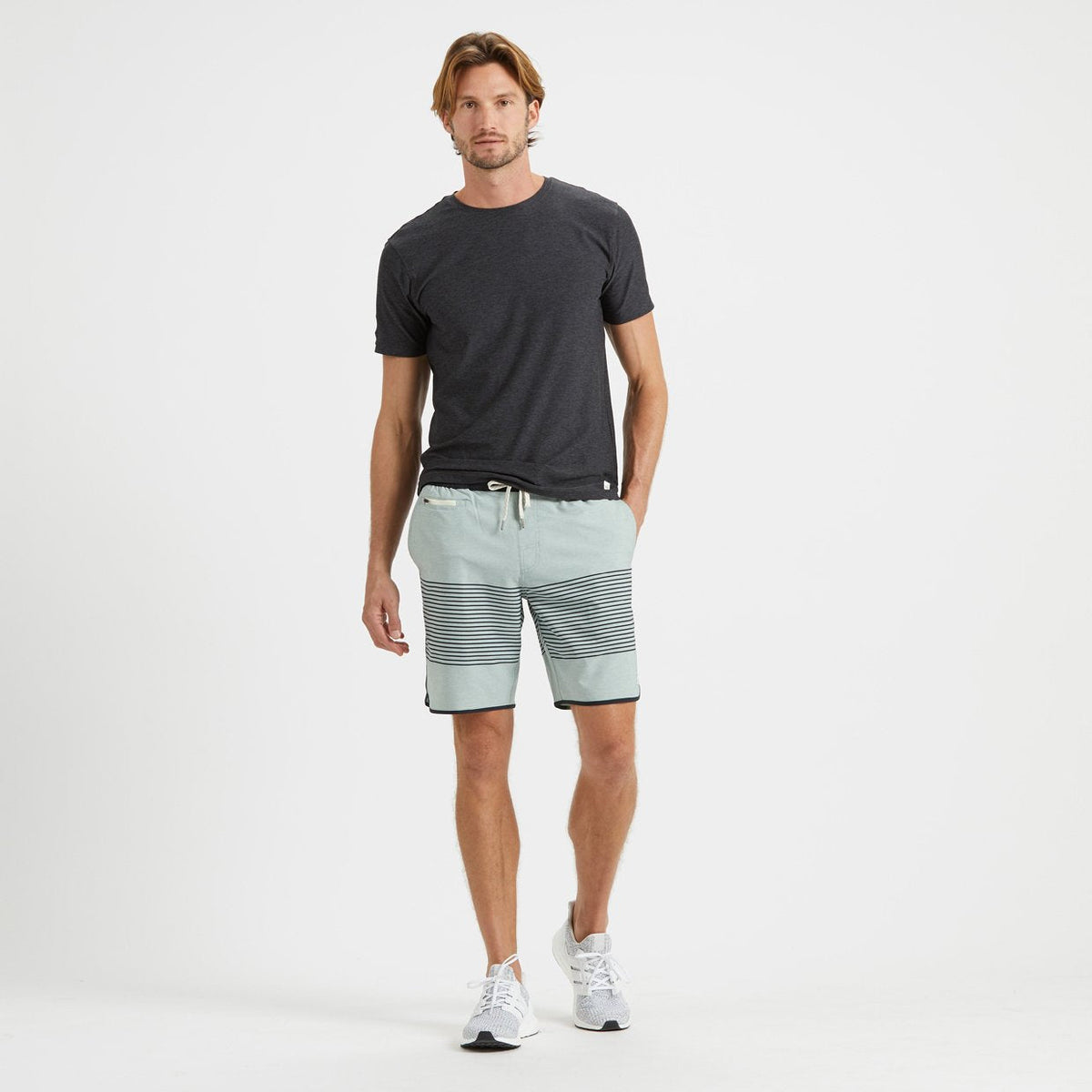 Banks Short Unlined 7 | Sea Glass Linen Texture Stripe