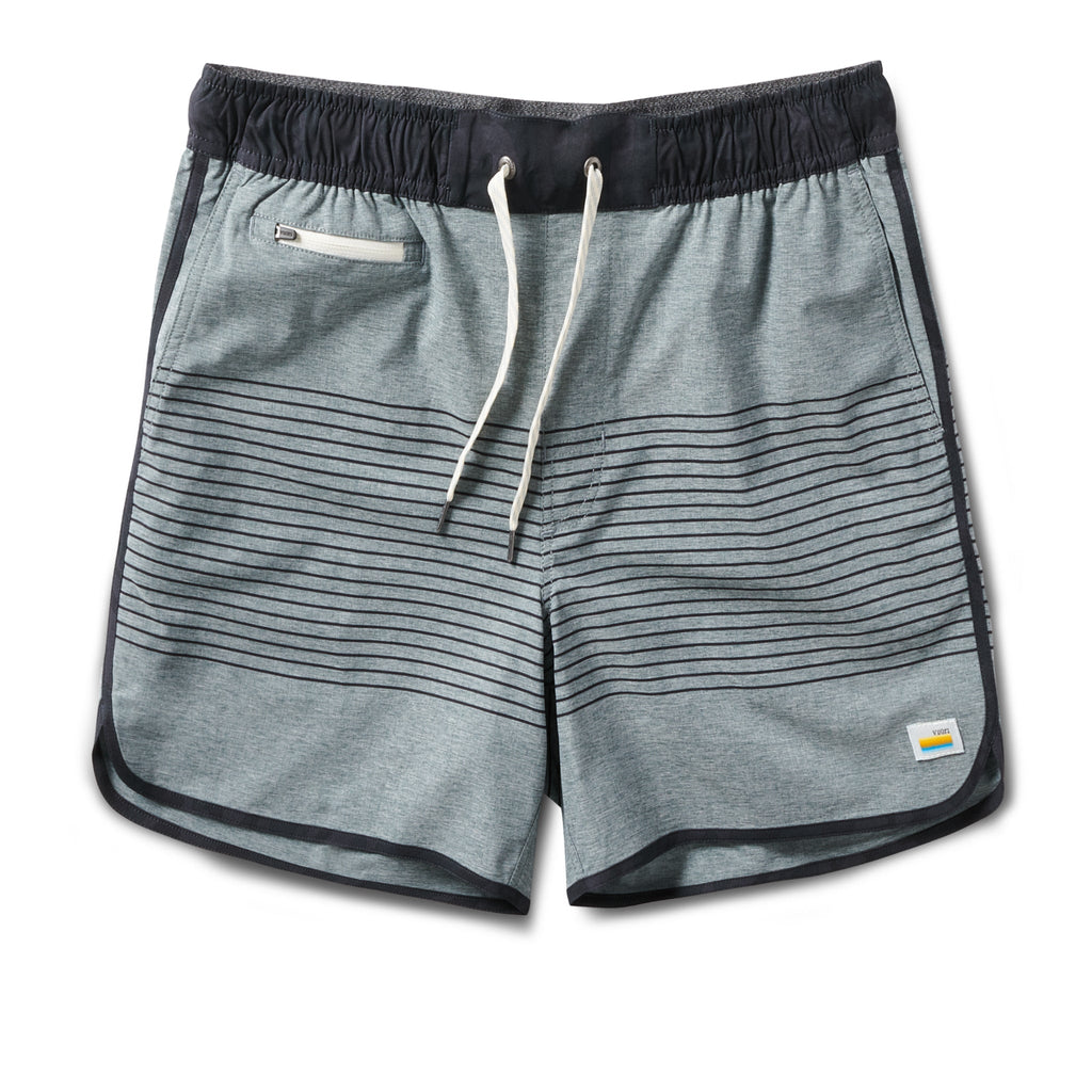Banks Short Unlined 5 | Steel Blue Linen Texture Stripe