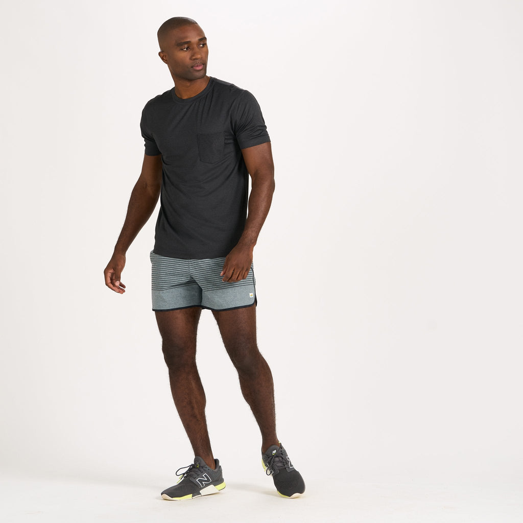 Banks Short Unlined 5 | Steel Blue Linen Texture Stripe