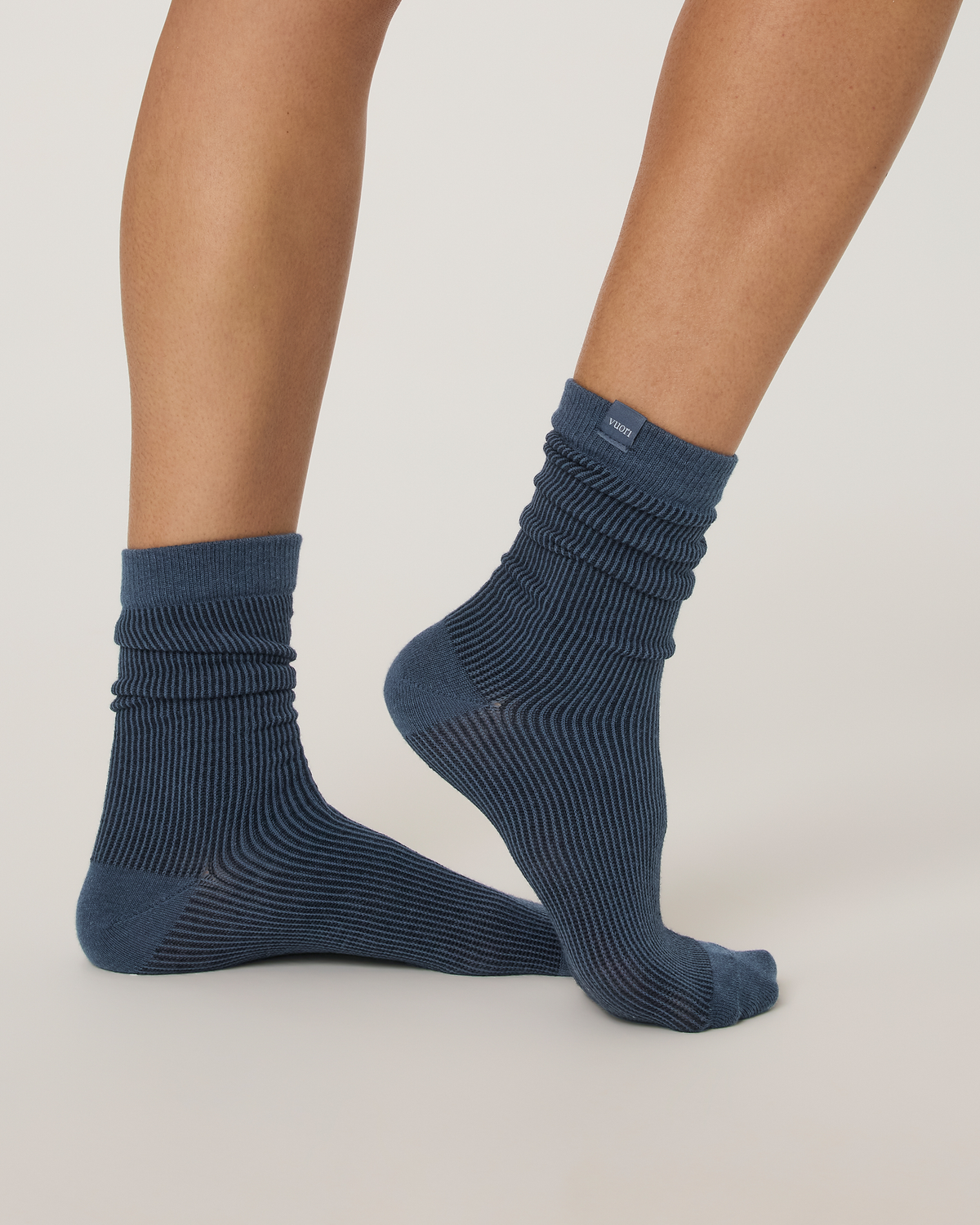 Micro Stripe Crew Sock | Bay Blue