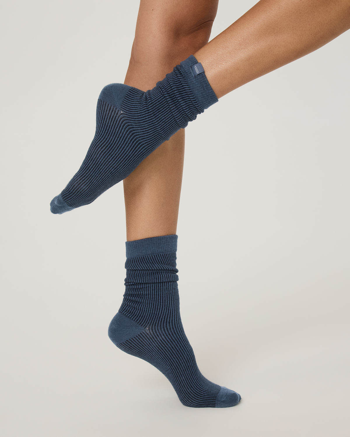Micro Stripe Crew Sock | Bay Blue