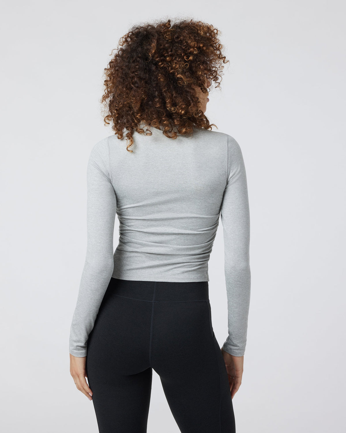 Long Sleeve Halo Ruched Tee | Pale Grey Heather
