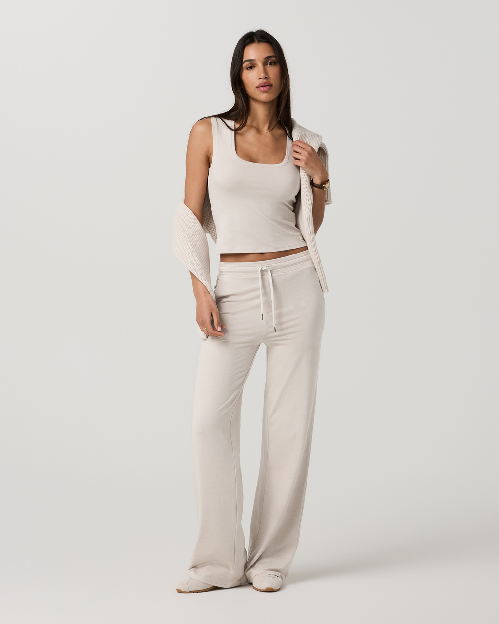 Halo Essential Scoop Tank | Ecru Heather
