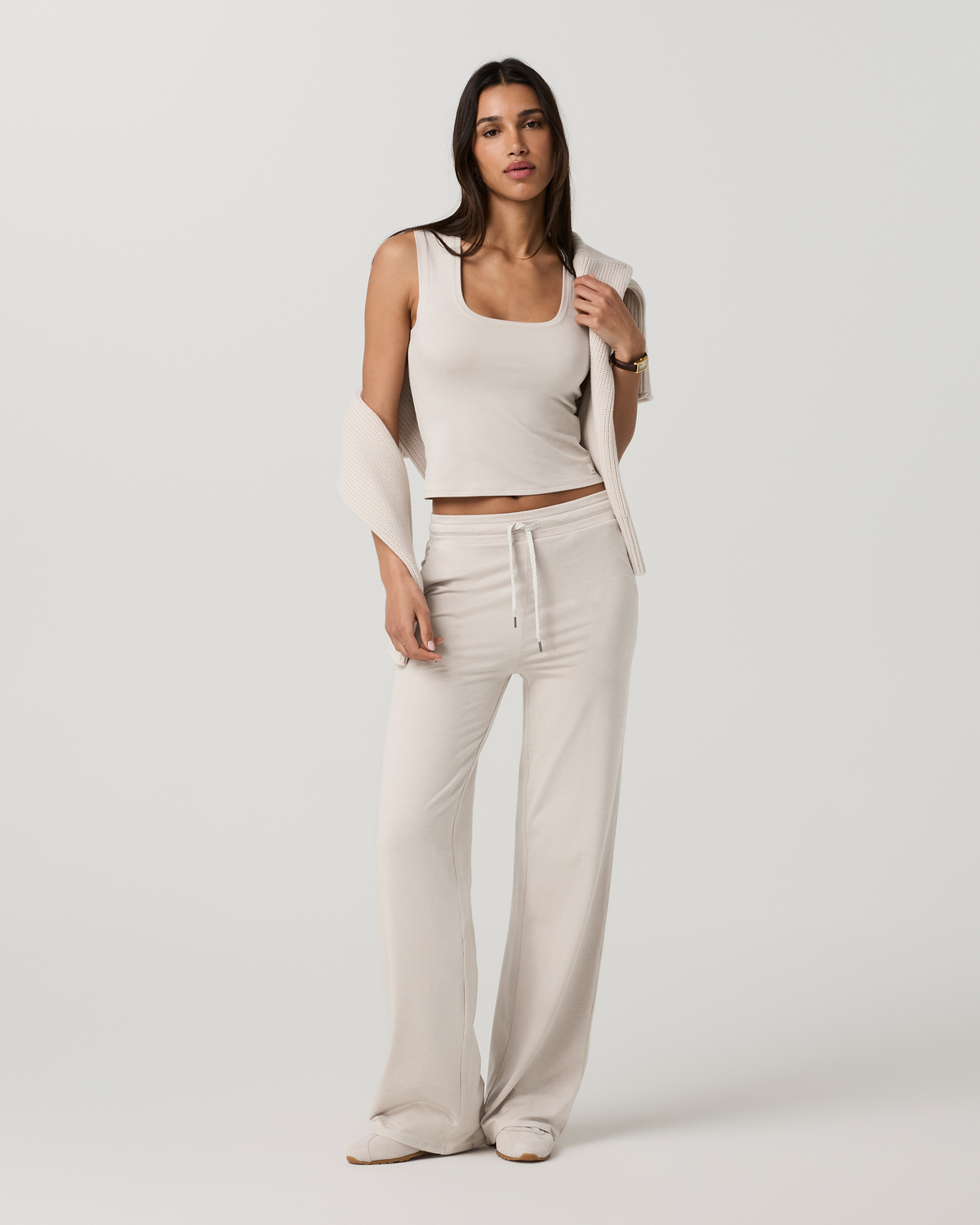 Halo Essential Scoop Tank | Ecru Heather