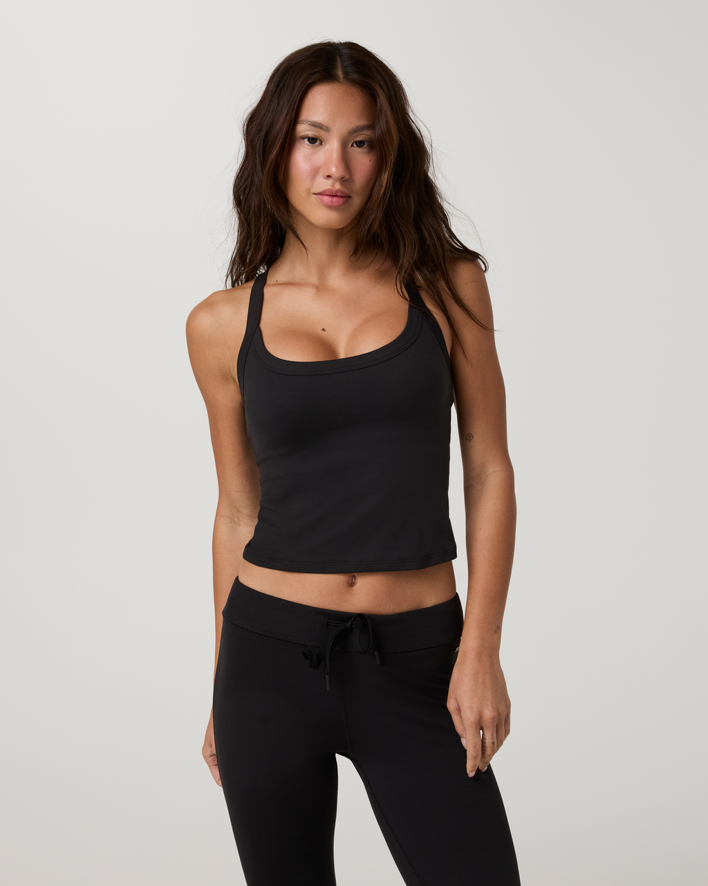 Halo Cross Back Tank | Solid Black