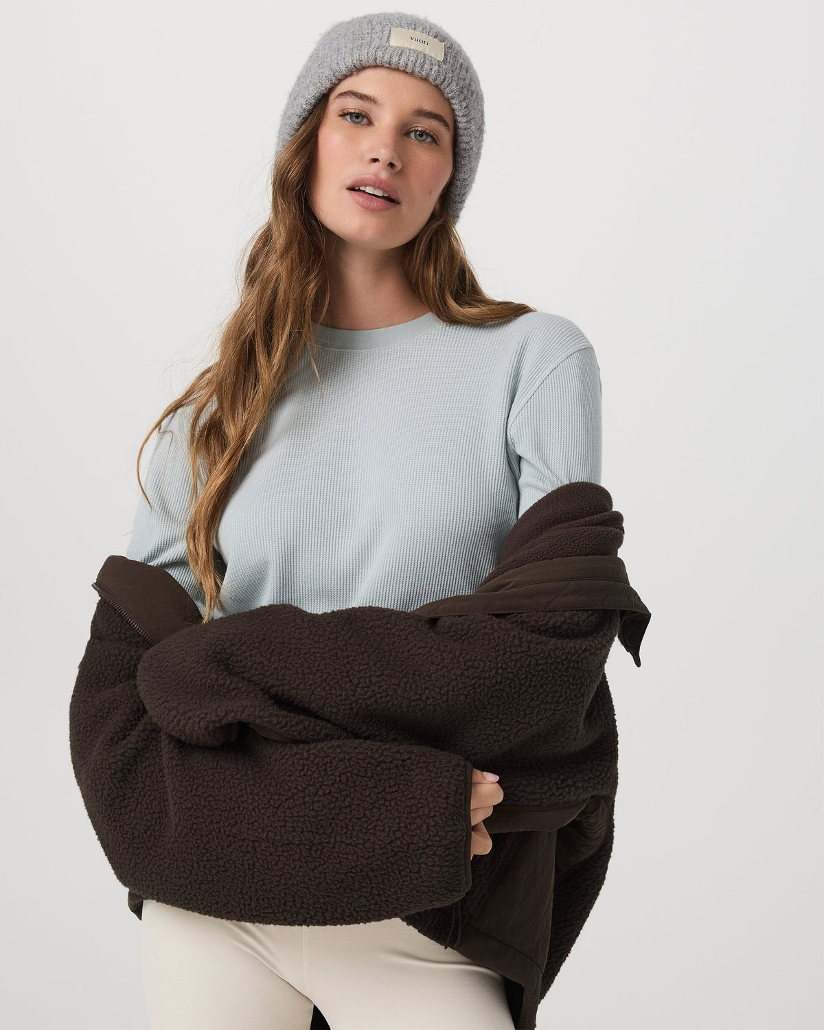 Long Sleeve Waffle Top | Blue Haze
