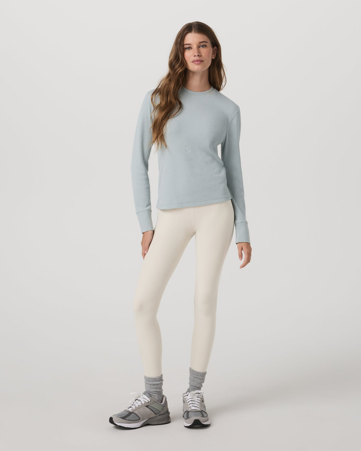 Long Sleeve Waffle Top | Blue Haze