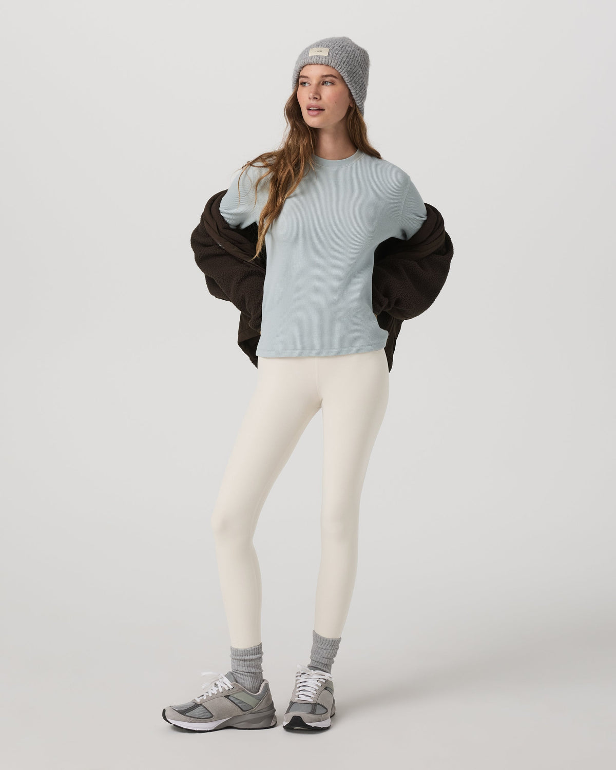 Long Sleeve Waffle Top | Blue Haze