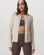 Long Sleeve Halo Snap Cardigan | Ecru Heather