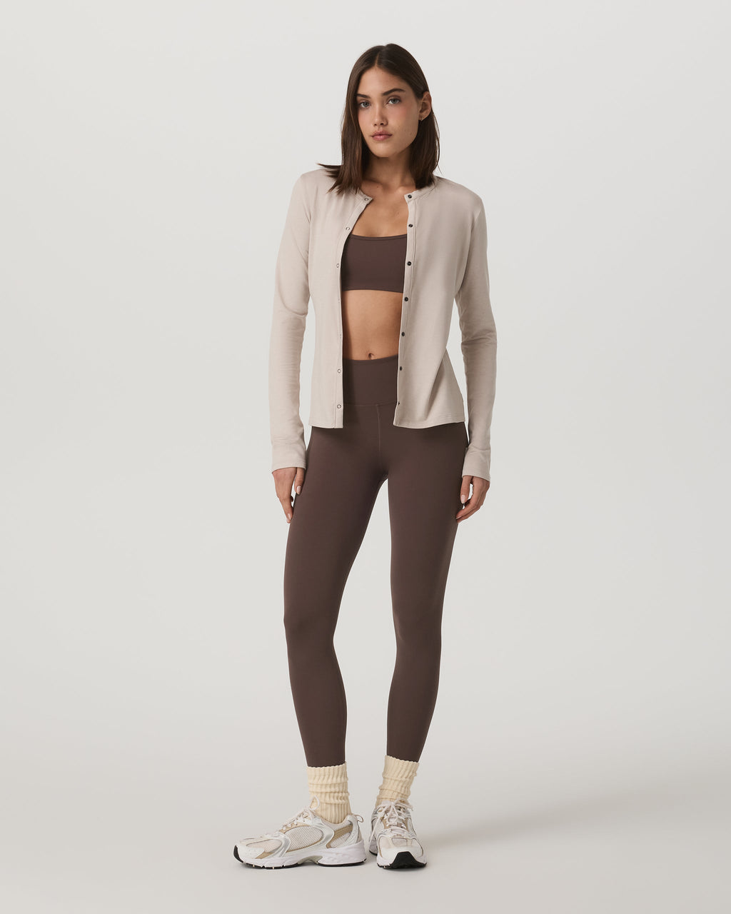 Long Sleeve Halo Snap Cardigan | Ecru Heather