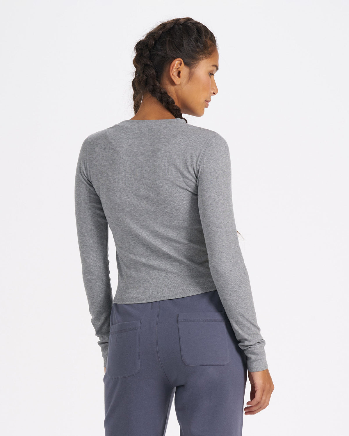 Long-Sleeve Pose Fitted Tee | Medium Heather Grey