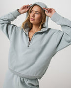 Restore Relaxed Half Zip Hoodie | Blue Haze
