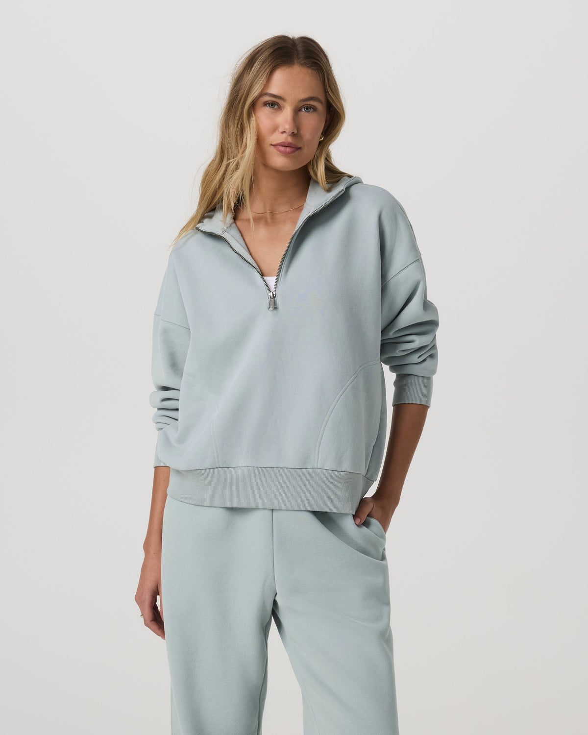 Restore Relaxed Half Zip Hoodie | Blue Haze