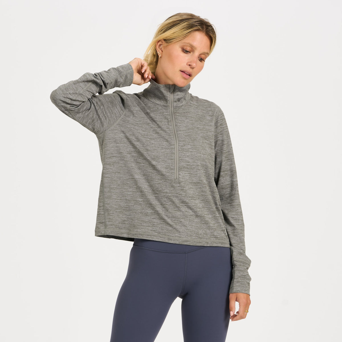 Crescent Half Zip | Heather Grey