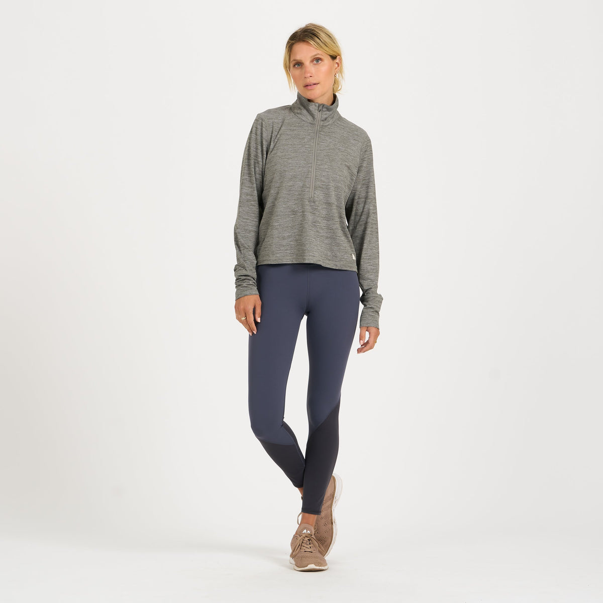 Crescent Half Zip | Heather Grey
