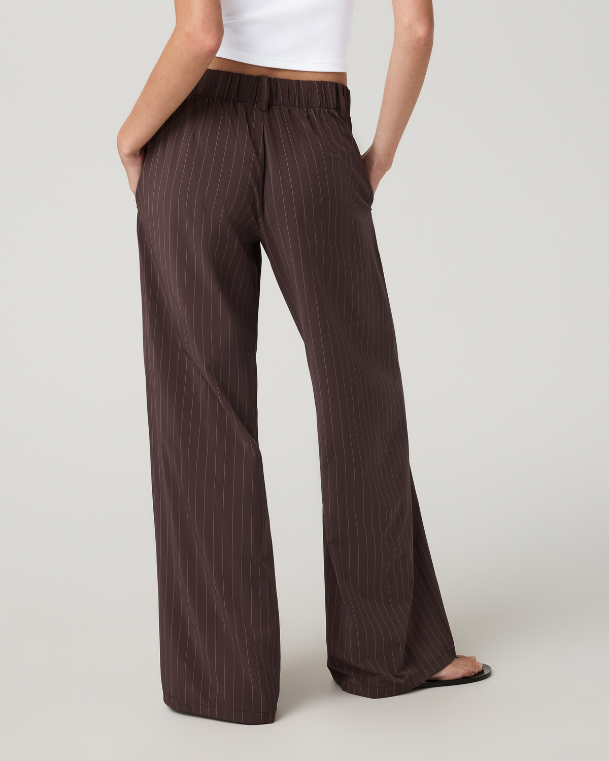 Villa Wideleg Trouser | French Roast Pinstripe