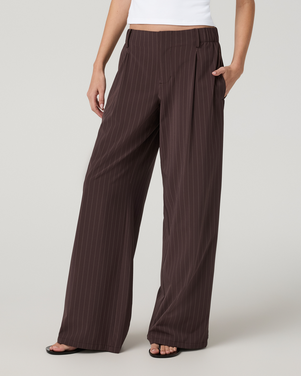 Villa Wideleg Trouser | French Roast Pinstripe