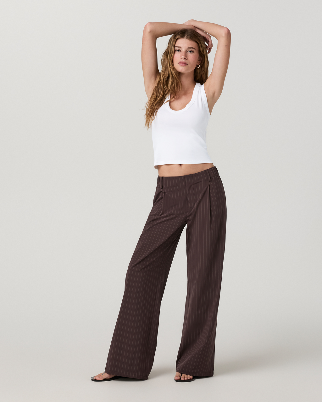 Villa Wideleg Trouser | French Roast Pinstripe