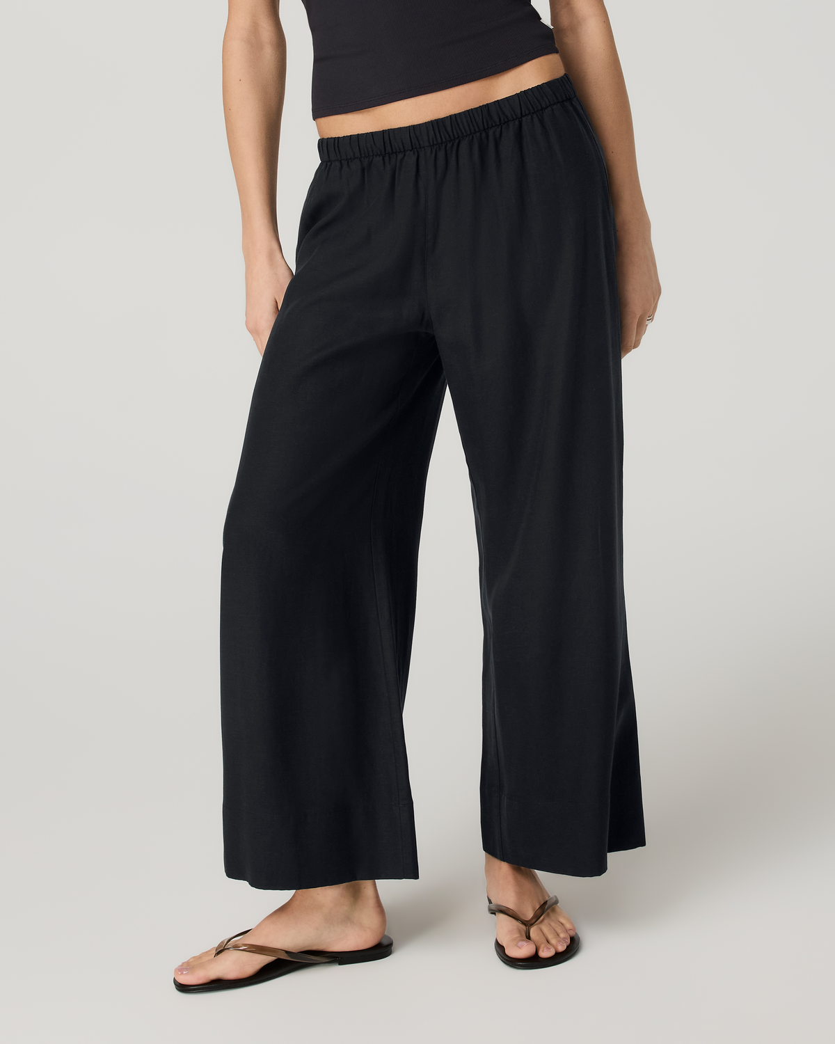 Trestles Twill Crop Wideleg Pant | Black
