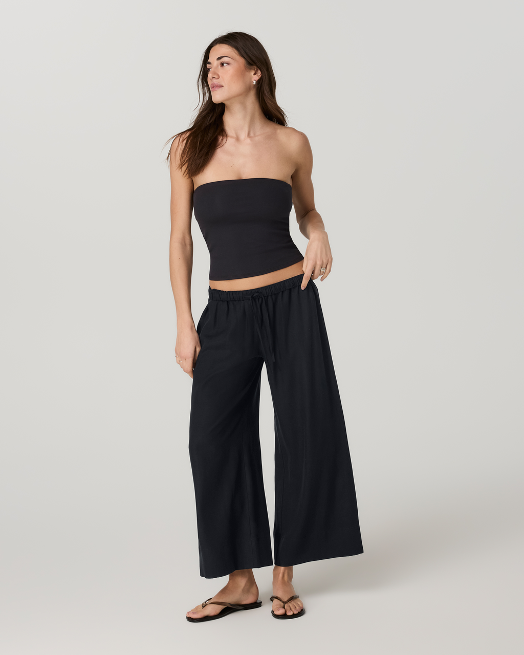 Trestles Twill Crop Wideleg Pant | Black