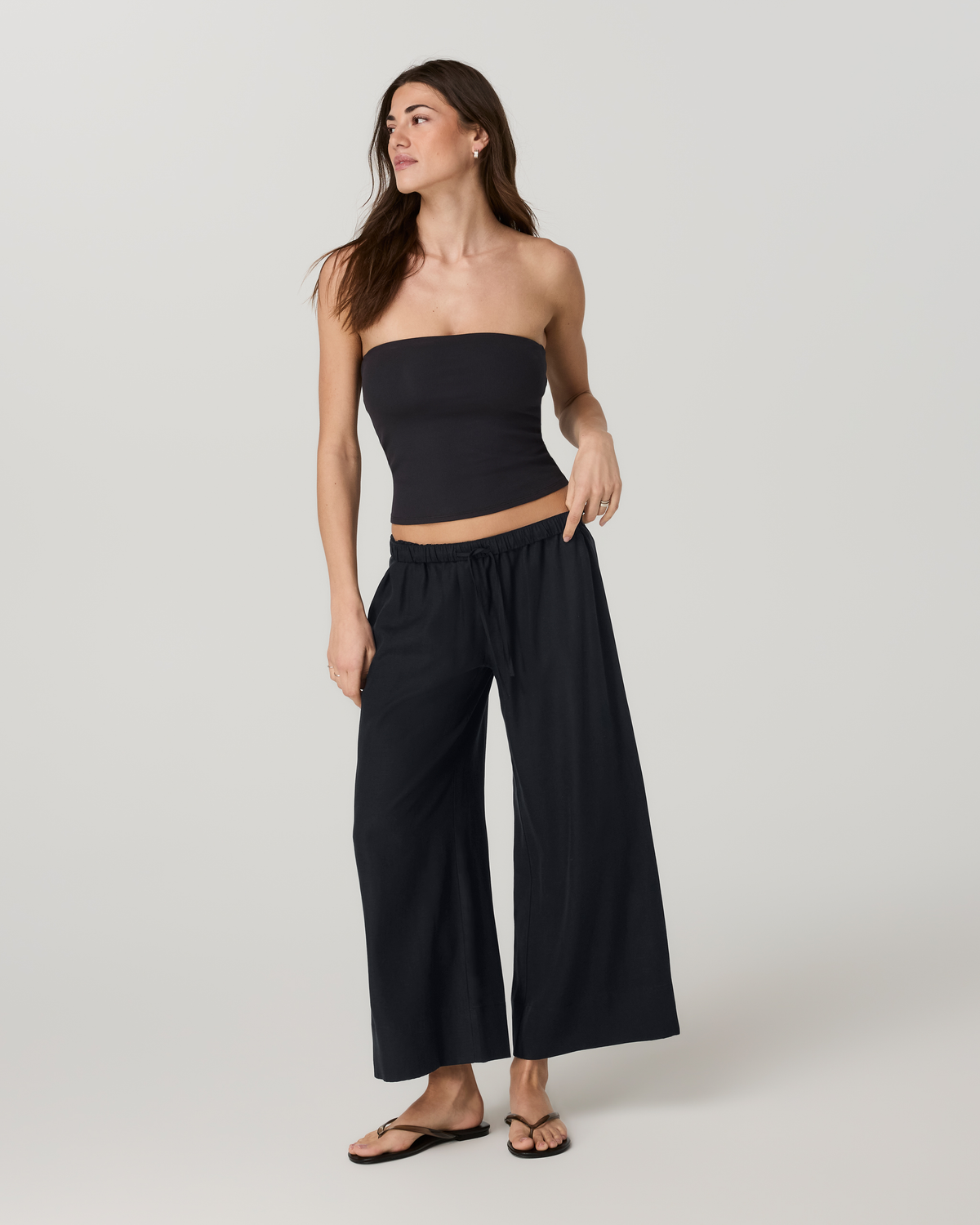 Trestles Twill Crop Wideleg Pant | Black