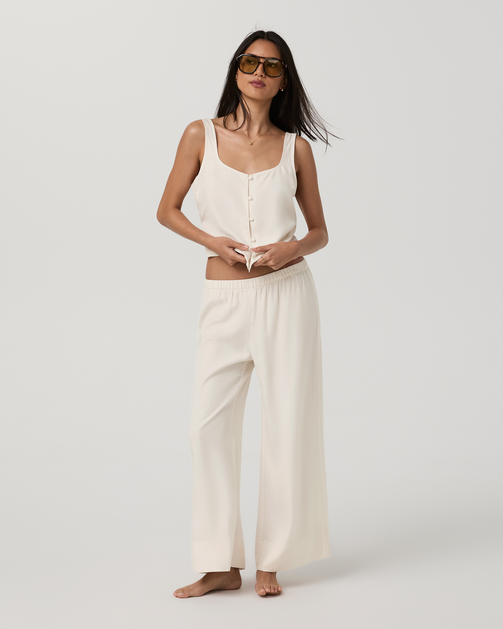 Trestles Twill Crop Wideleg Pant | Natural