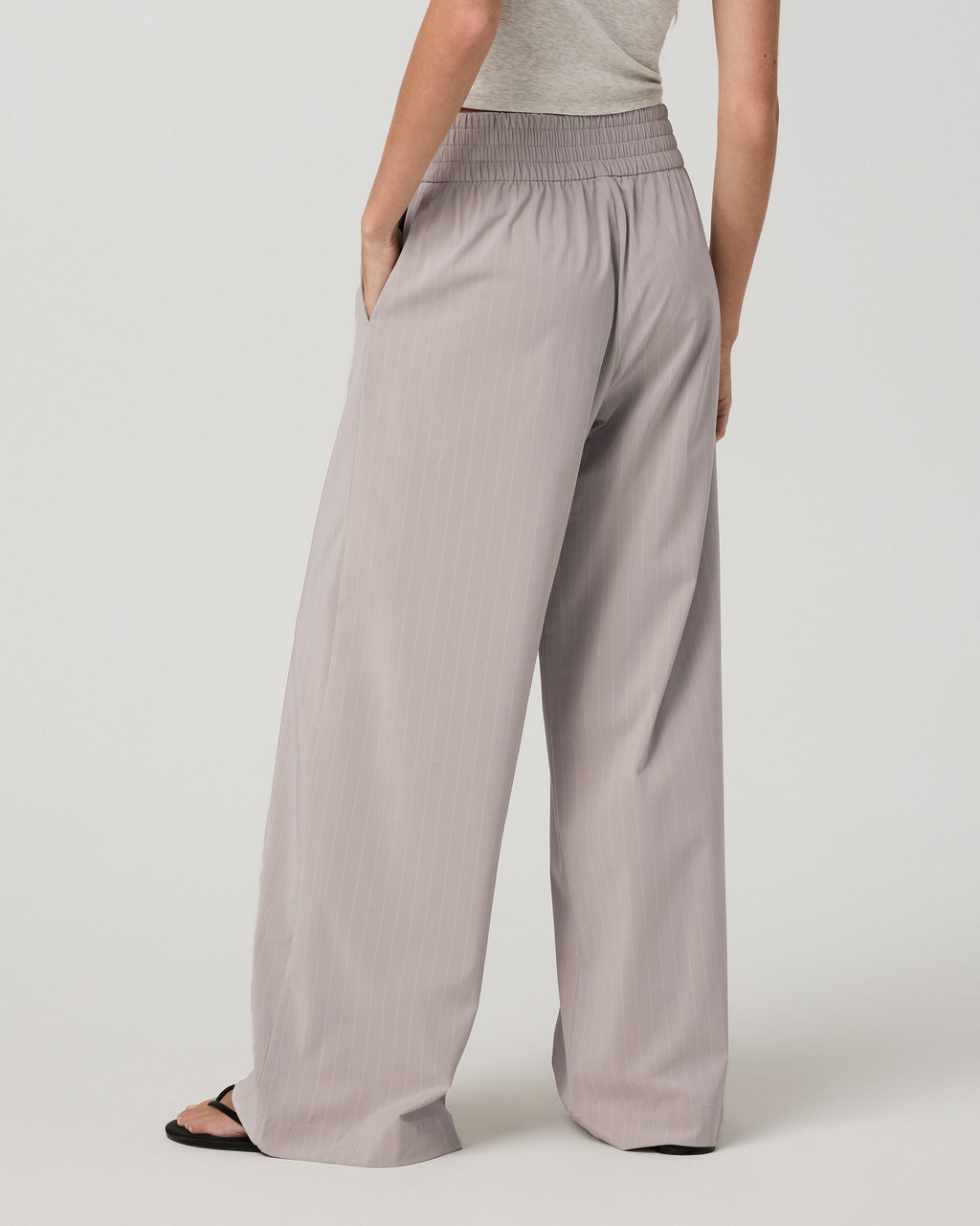 Villa Pinstripe Wideleg | Suede Pinstripe