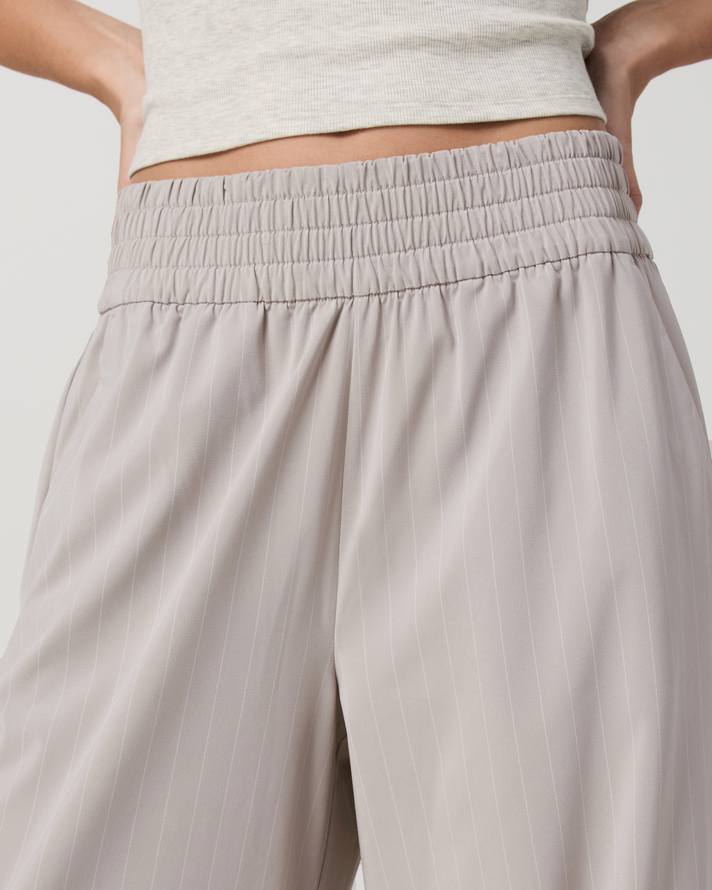 Villa Pinstripe Wideleg | Suede Pinstripe