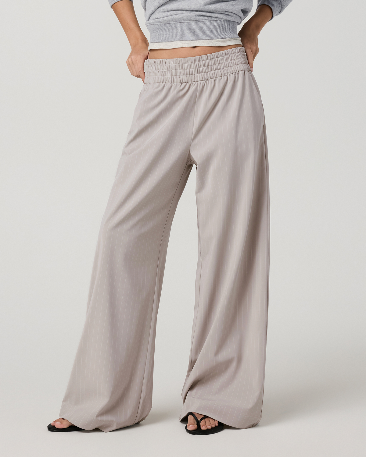 Villa Pinstripe Wideleg | Suede Pinstripe