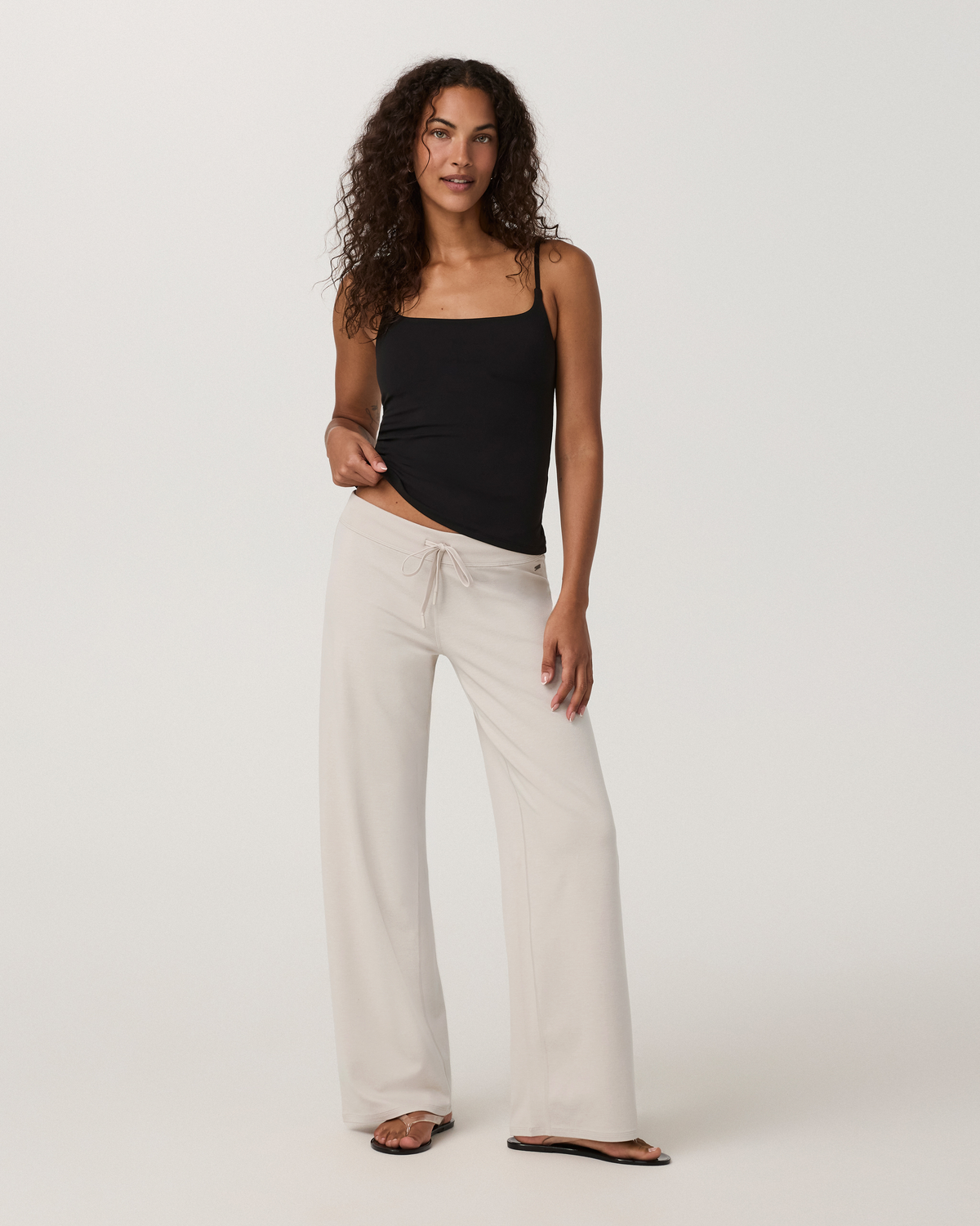 Halo Low Rise Straight Leg Pant - Long | Ecru Heather